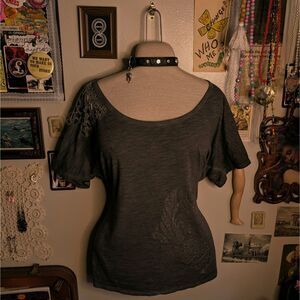 Harley Davidson Sparkly Graphic T-Shirt Women's Medium/Large Gray Distressed